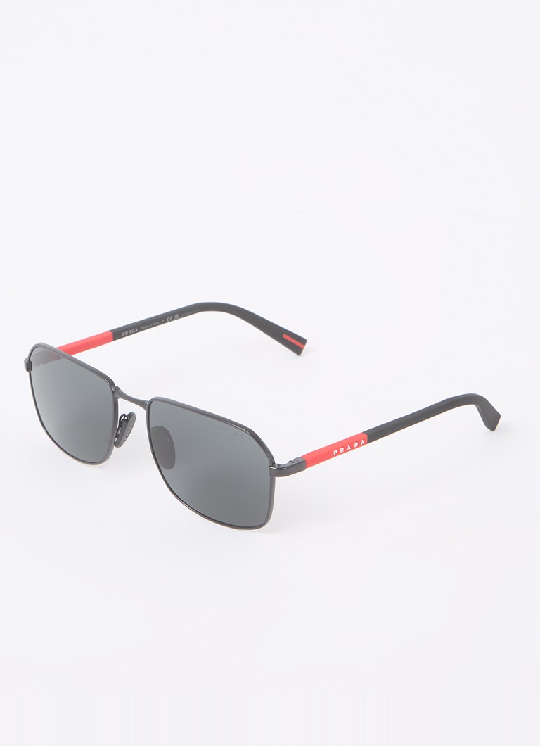 Prada Linea Rossa Heren Piloten zonnebril PSA51S Zwart - Deal