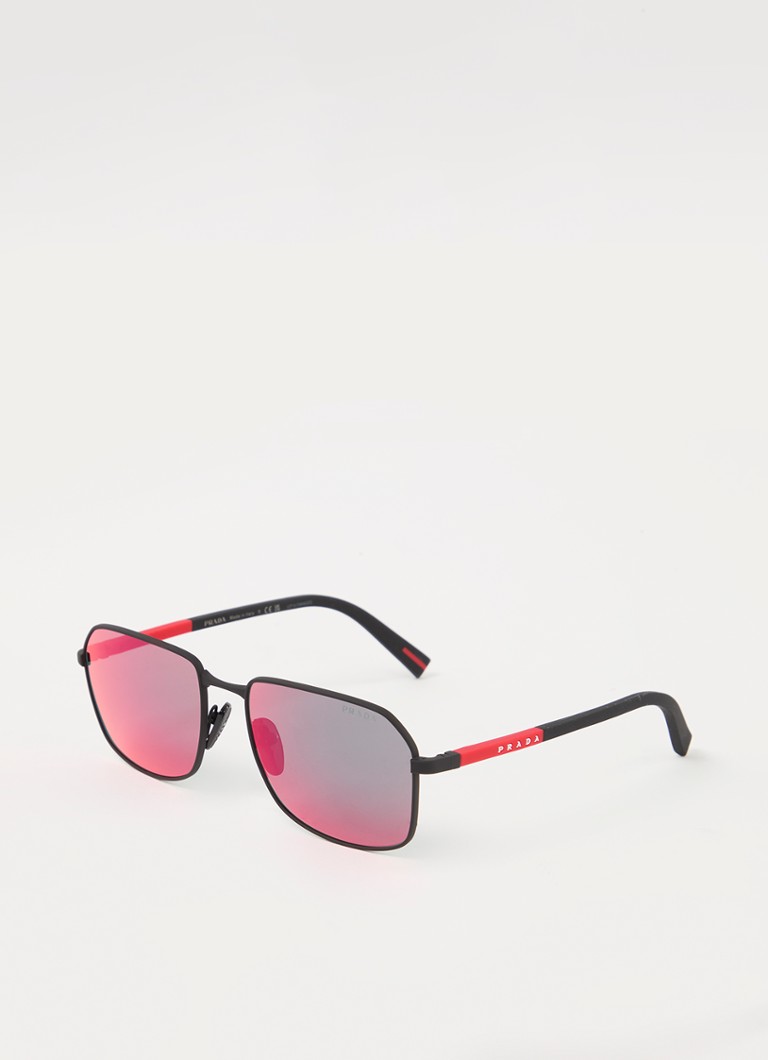 Prada Linea Rossa Heren Piloten zonnebril PSA51S Zwart - Deal