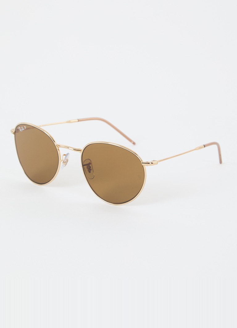 Ray-Ban Heren Round Reverse zonnebril gepolariseerd RBR0103S Goud - Deal