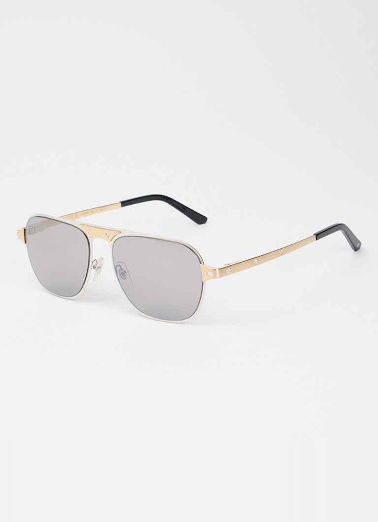 Cartier Heren Piloten zonnebril CT0532S Zilver - Deal