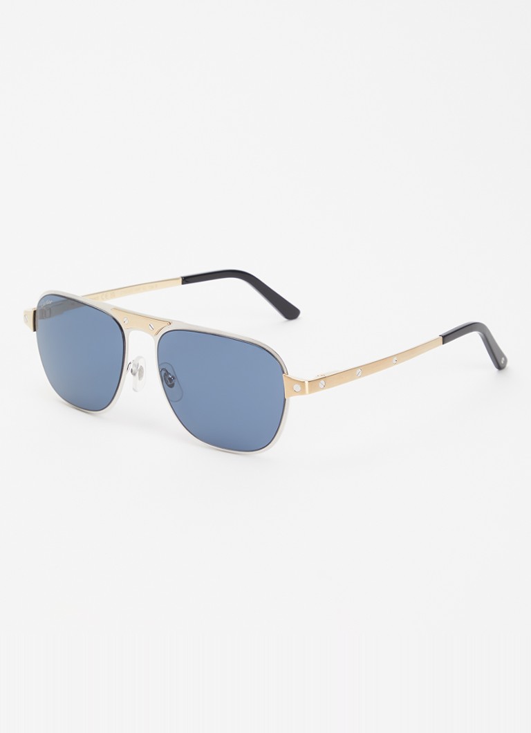 Cartier Heren Retro zonnebril CT0532S Zilver - Deal