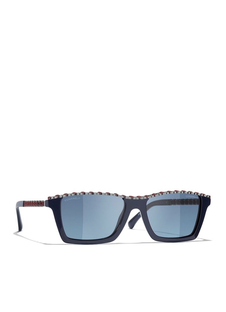 CHANEL Dames RECHTHOEKIGE ZONNEBRIL Donkerblauw - Deal