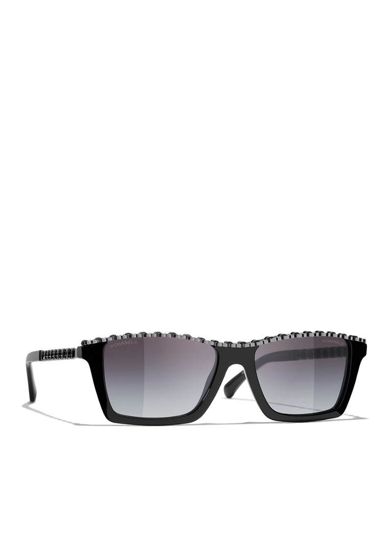 CHANEL Dames RECHTHOEKIGE ZONNEBRIL Zwart - Deal