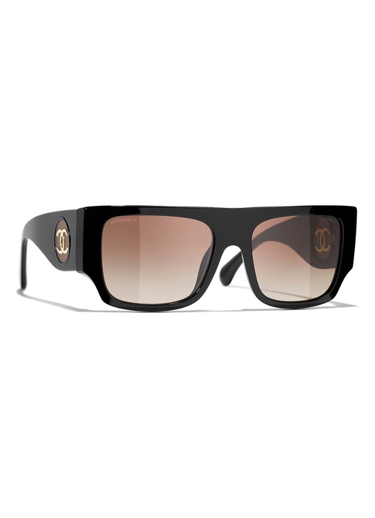 CHANEL Dames VIERKANTE ZONNEBRIL Zwart - Deal