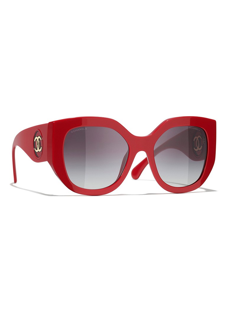 CHANEL Dames VLINDER ZONNEBRIL Rood - Deal