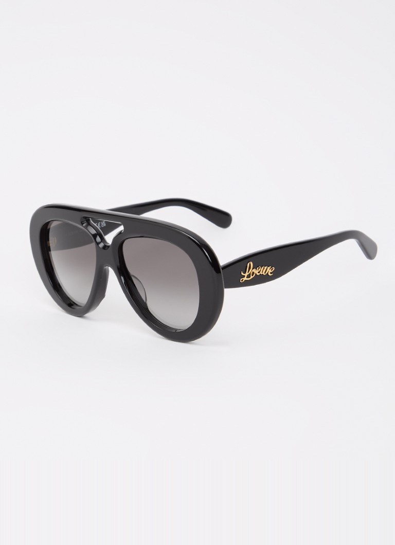 LOEWE Dames Piloten zonnebril LW40144U Zwart - Deal