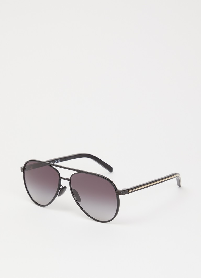 Prada Heren Piloten zonnebril PRB57S Zwart - Deal