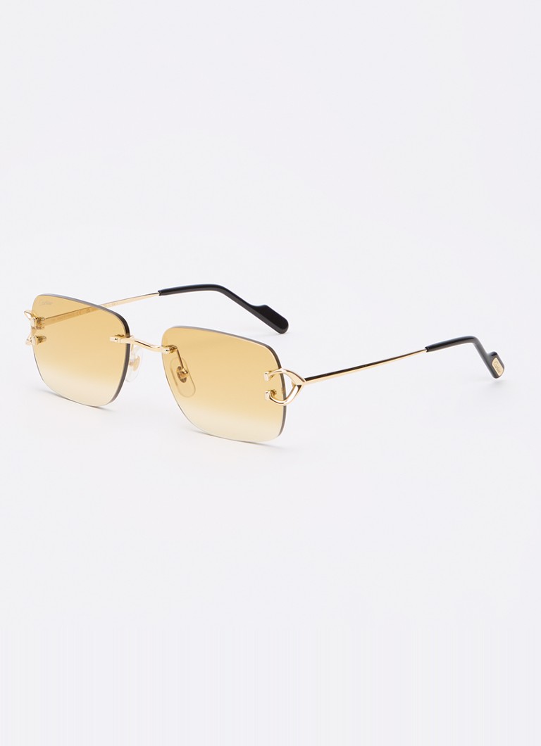 Cartier Heren Retro zonnebril CT0330S Okergeel - Deal