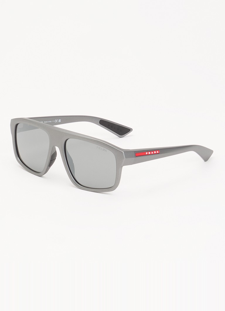 Prada Linea Rossa Heren Piloten zonnebril PS B02S Grijs - Deal