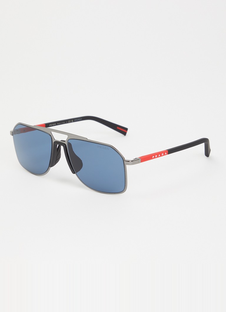 Prada Linea Rossa Heren Piloten zonnebril PS B51S Antraciet - Deal