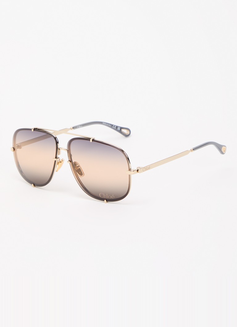 Chloé Dames Piloten zonnebril CH0348S Goud - Deal