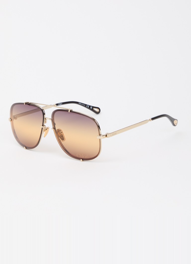Chloé Dames Piloten zonnebril CH0348S Goud - Deal