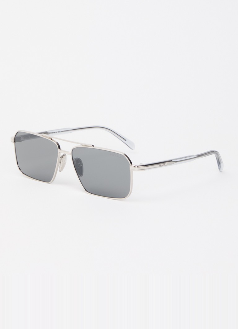 Prada Heren Piloten zonnebril PR A57S Zilver - Deal