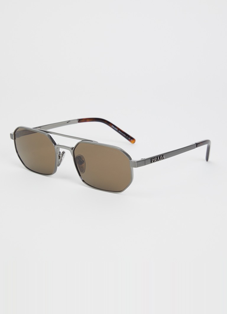 Prada Heren Piloten zonnebril PR D53S Grijs - Deal