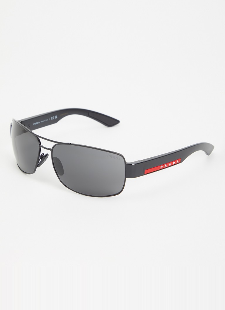 Prada Linea Rossa Heren Piloten zonnebril PS B52S Zwart - Deal