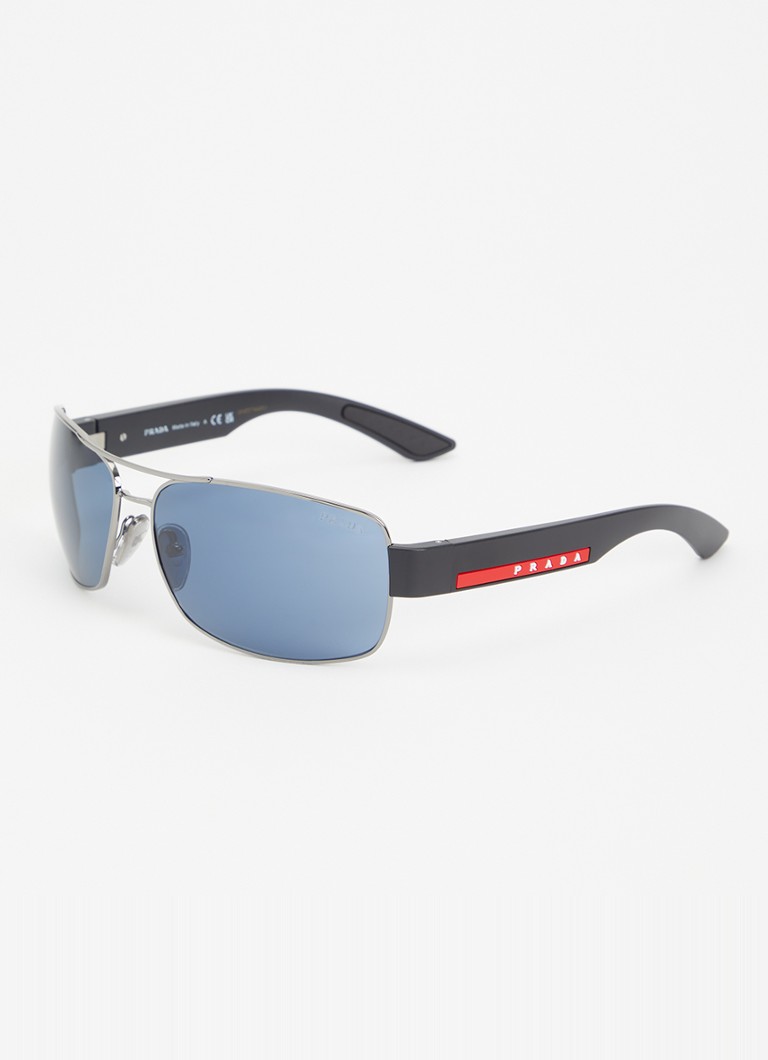 Prada Linea Rossa Heren Piloten zonnebril PS B52S Zilver - Deal