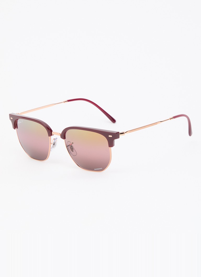 Ray-Ban Dames New Clubmaster zonnebril gepolariseerd RB4416 Bordeauxrood - Deal