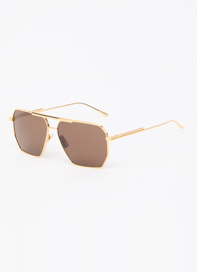 Bottega Veneta Dames Piloten zonnebril BV1012S Goud