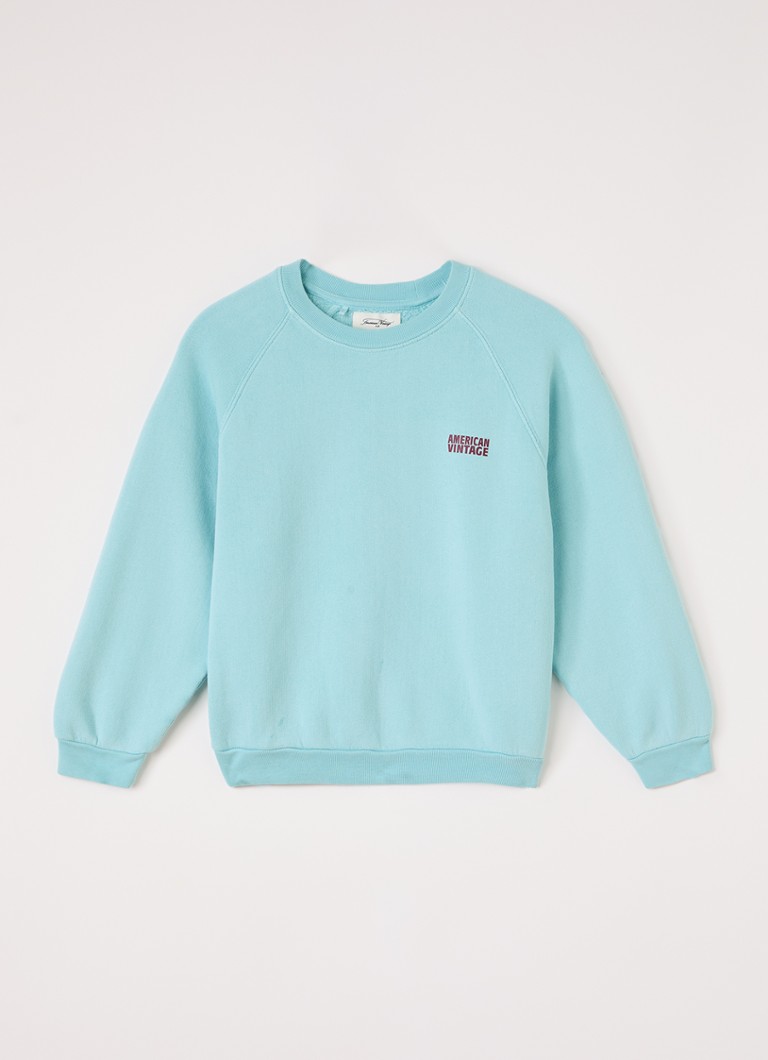 American Vintage Meisjes Izubird sweater met logo in de kleur Lichtblauw, maat: 11Y = 146