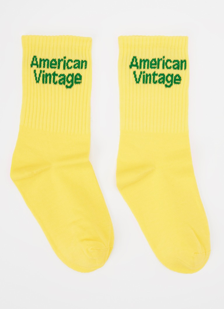American Vintage Meisjes Clypsun sokken in katoenblend met logo in de kleur Geel, maat: M