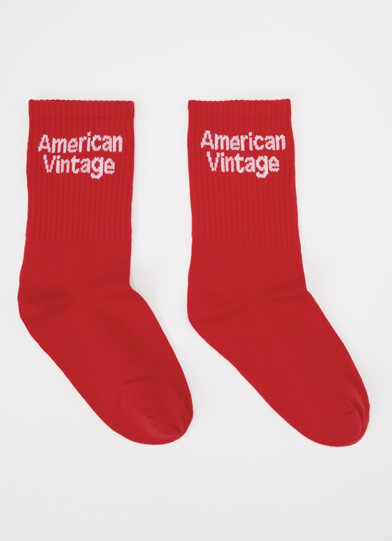 American Vintage Meisjes Clypsun sokken in katoenblend met logo in de kleur Rood, maat: M