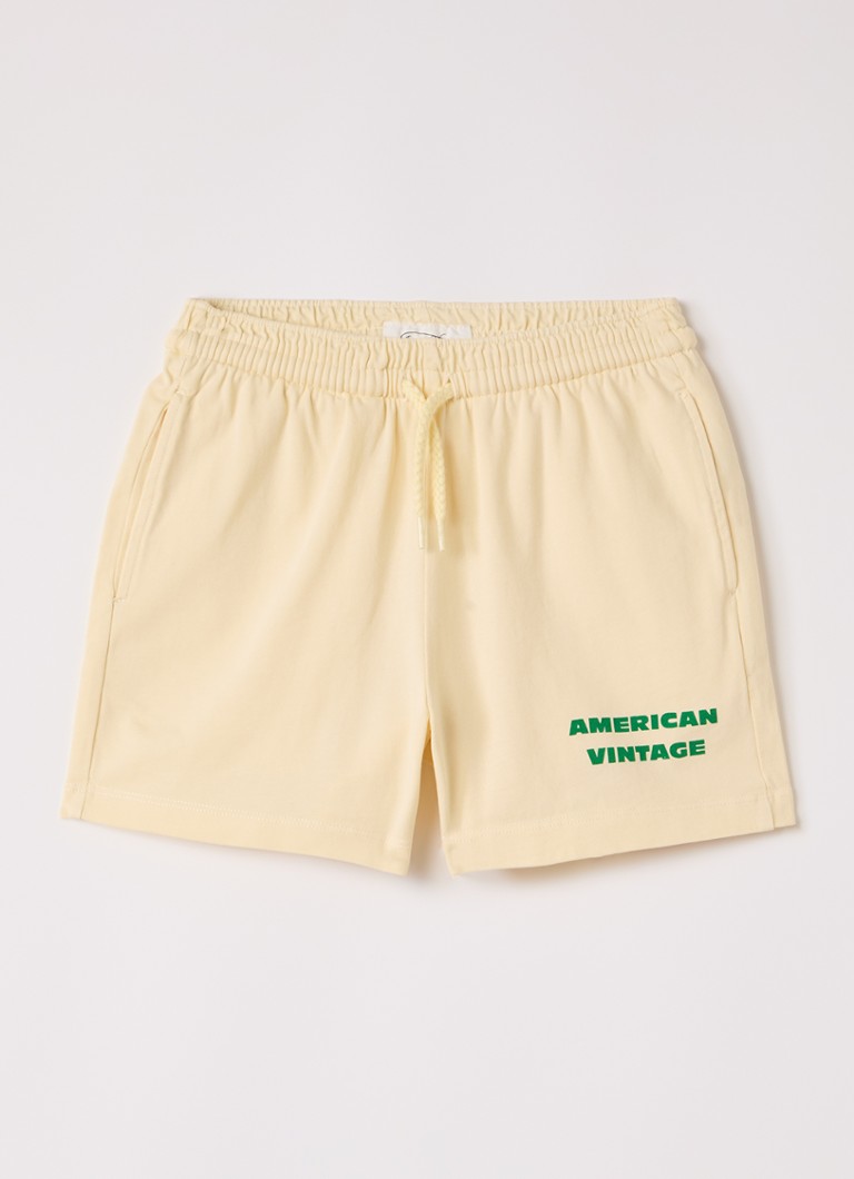 American Vintage Meisjes Fizvaley straight fit kortebroek met logo in de kleur Lichtgeel, maat: 7Y = 122