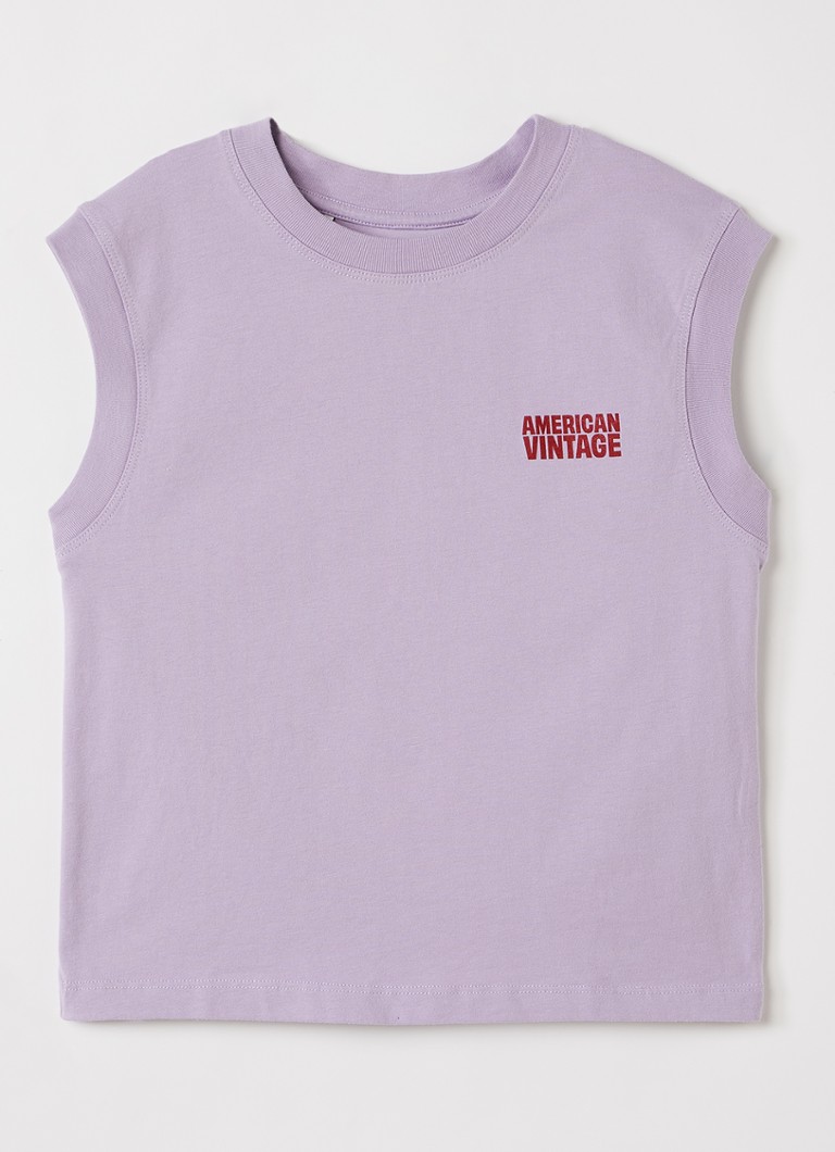 American Vintage Meisjes T-shirt met logoprint in de kleur Lila, maat: 5Y = 110