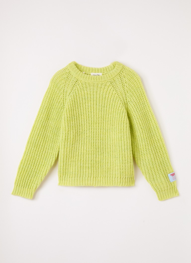 American Vintage Meisjes Cyrob grofgebreide trui van wol in de kleur Lime, maat: 7Y = 122