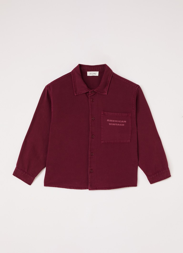 American Vintage Meisjes Lykaz blouse met logo in de kleur Bordeauxrood, maat: 7Y = 122