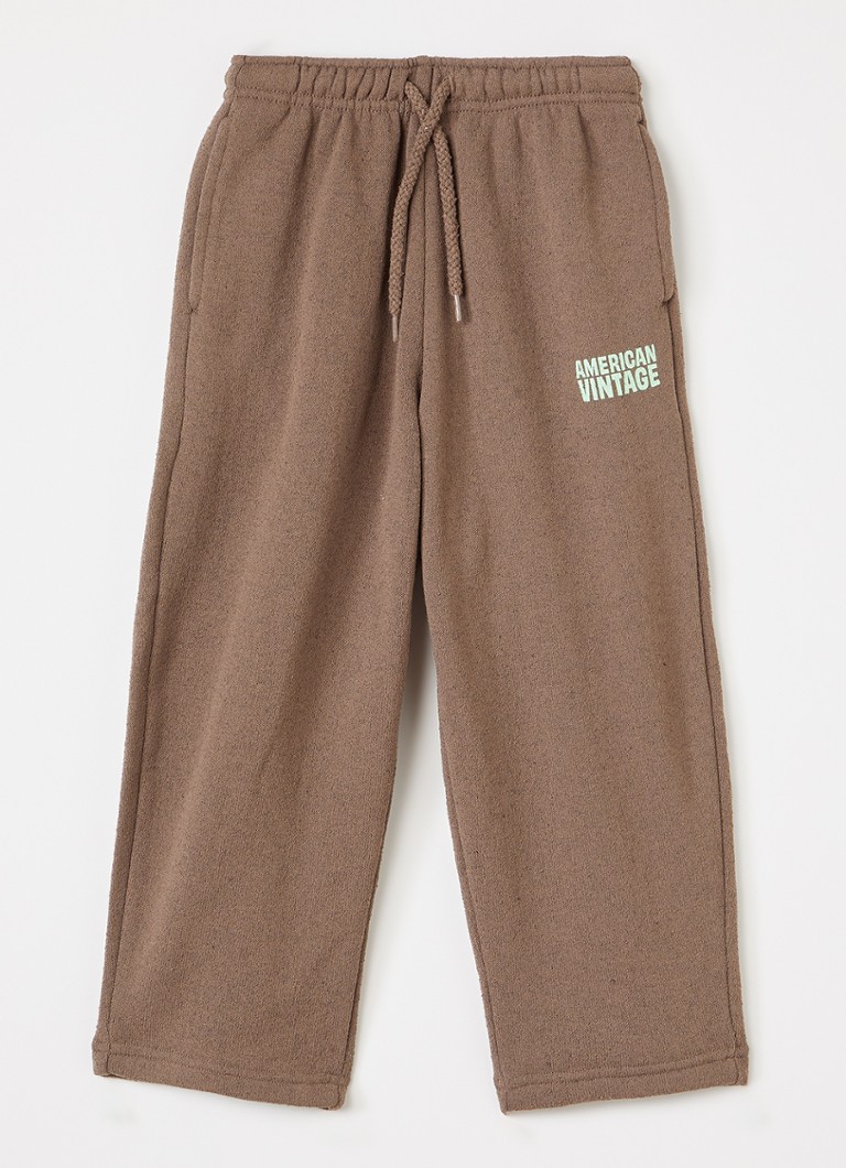 American Vintage Jongens Evona straight fit joggingbroek met logo in de kleur Lichtbruin, maat: 13Y=158