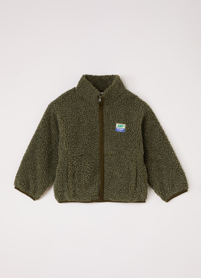 American Vintage Jongens Hoktown vest van teddy met logo in de kleur Legergroen, maat: 5Y=110