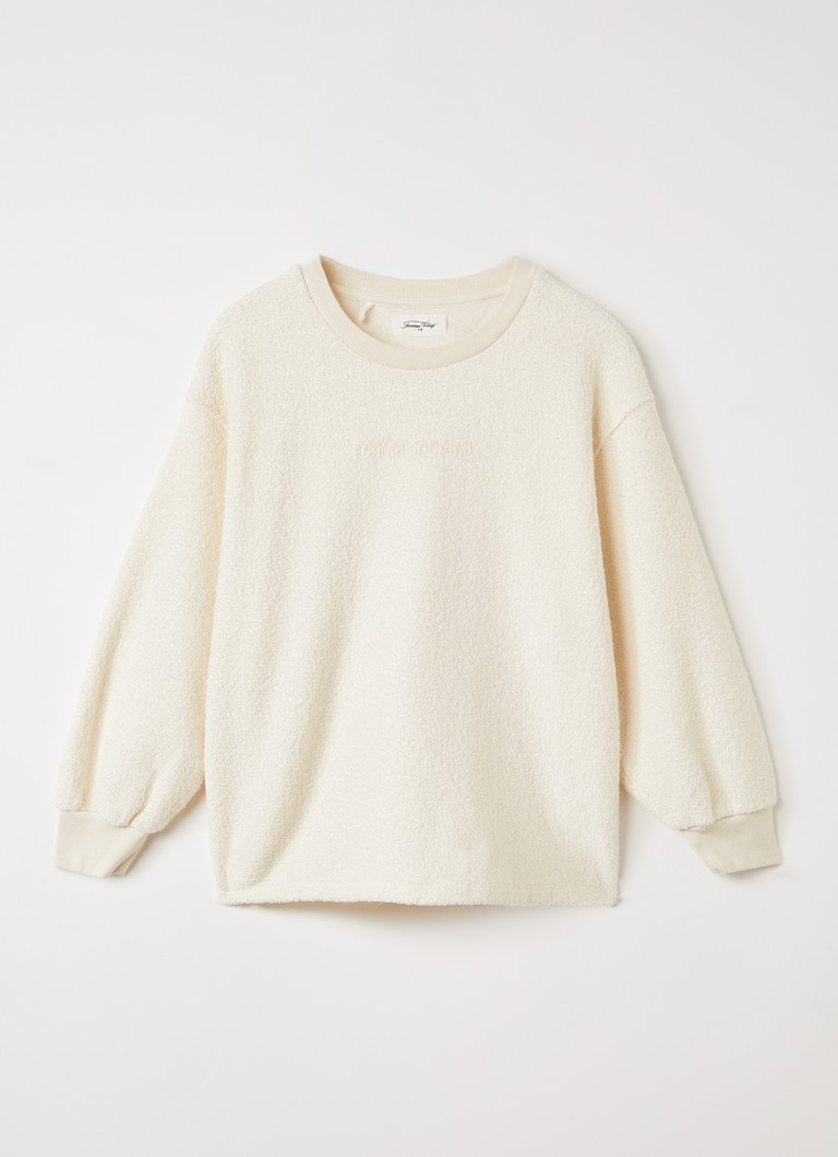 American Vintage Jongens Bobypark sweater van badstof in de kleur Gebroken wit, maat: 5Y = 110