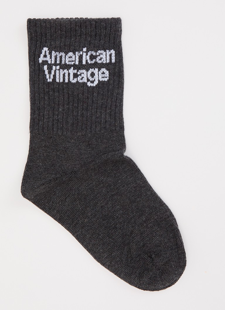 American Vintage Meisjes Clypsun sokken met logo in de kleur Antraciet, maat: M = 30-35