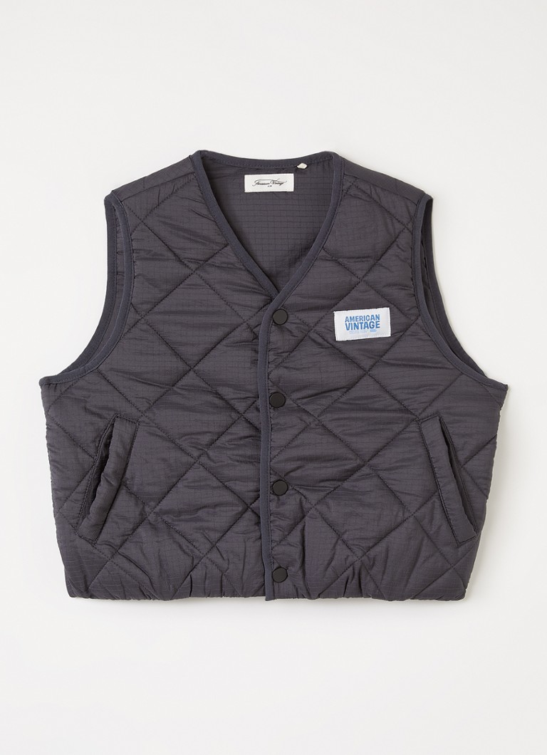 American Vintage Jongens Yupibam bodywarmer met quilt patroon in de kleur Antraciet, maat: XL