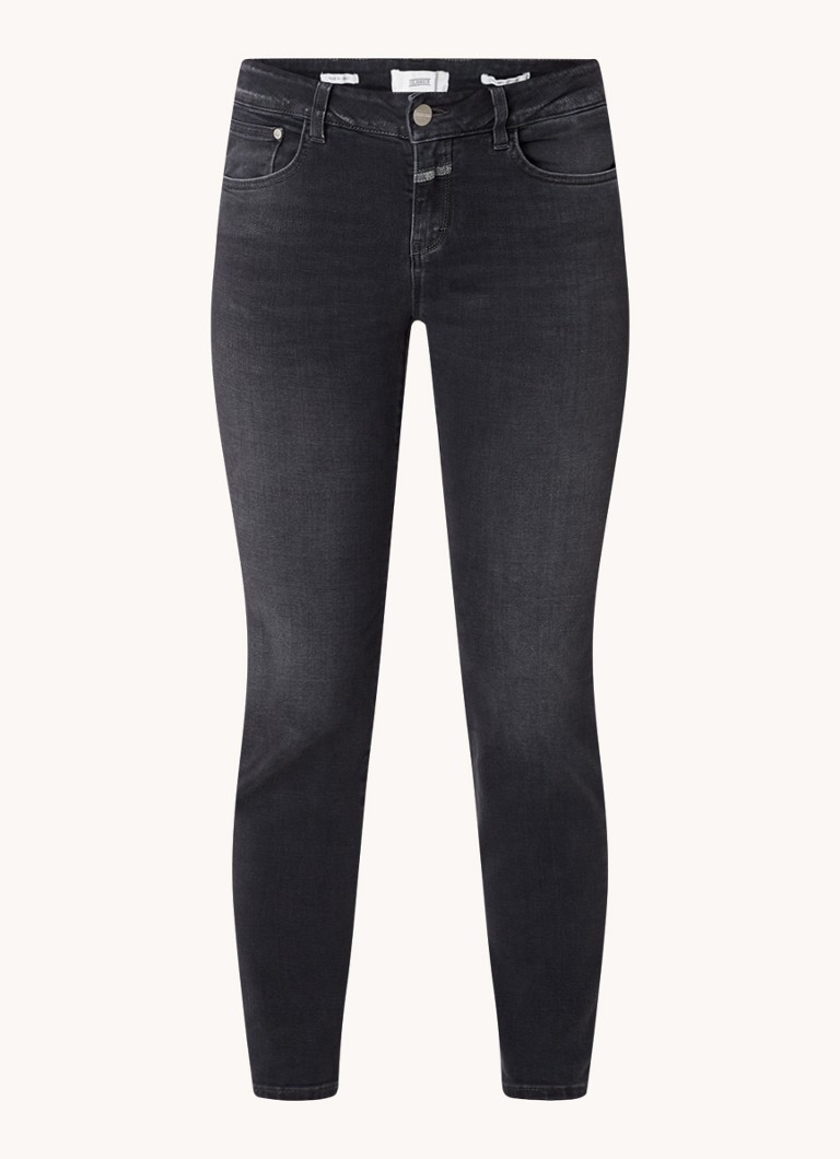 CLOSED Dames Baker low waist cropped slim fit jeans met stretch in de kleur Antraciet