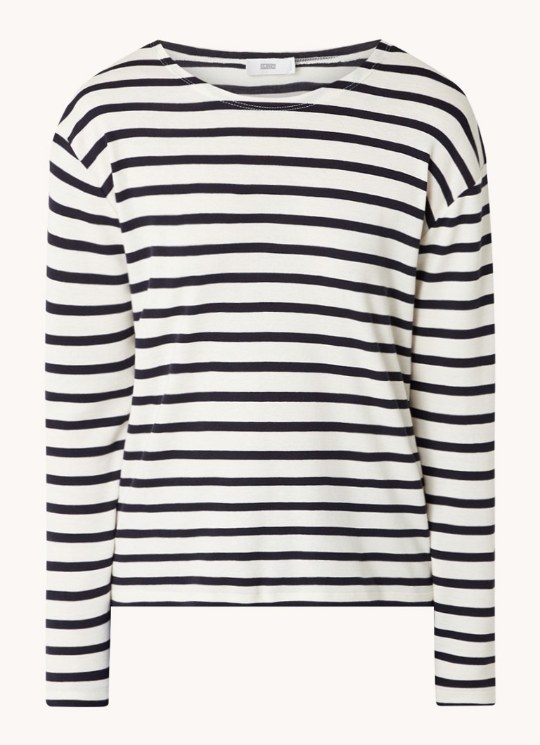 CLOSED Dames Longsleeve met streepprint in de kleur Gebroken wit