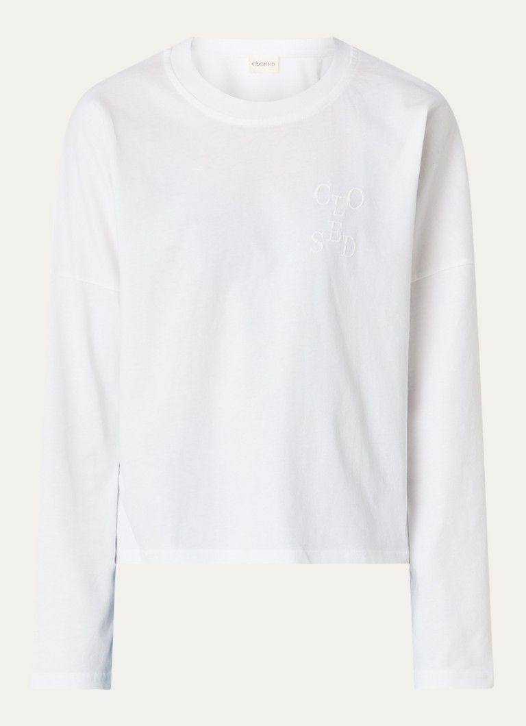 CLOSED Dames Longsleeve met logo in de kleur Wit