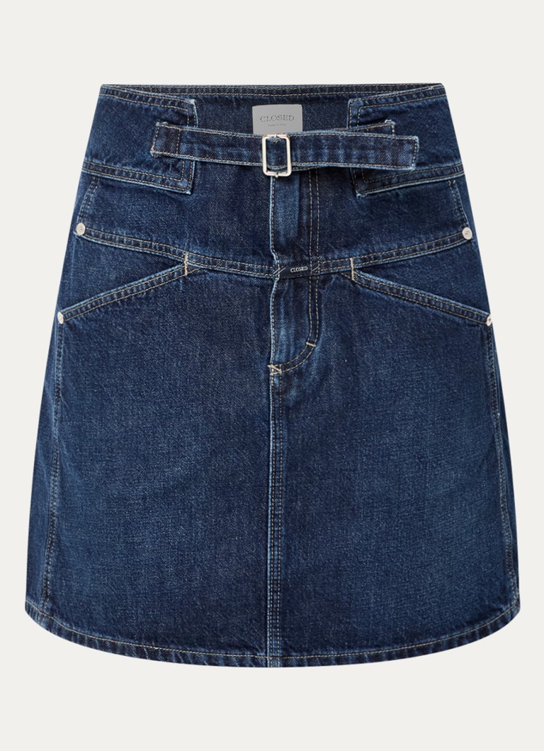 CLOSED Dames Mini spijkerrok met ceintuur in de kleur Indigo