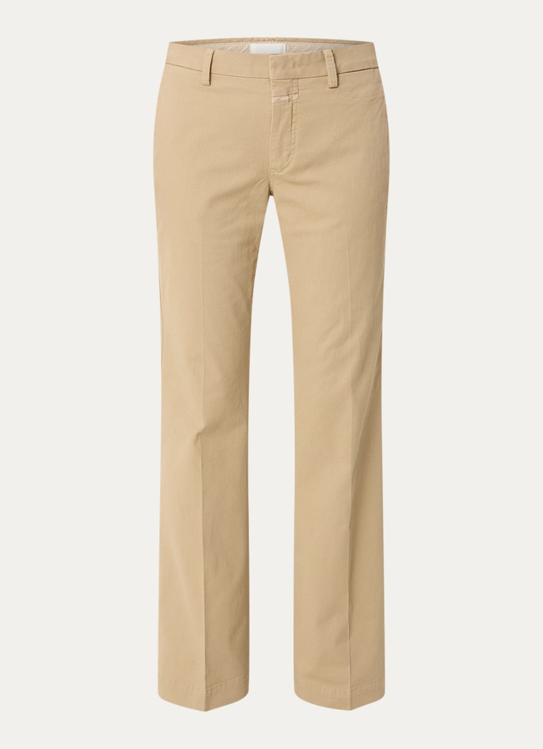 CLOSED Dames Felise mid waist flared fit broek met persplooi in de kleur Khaki