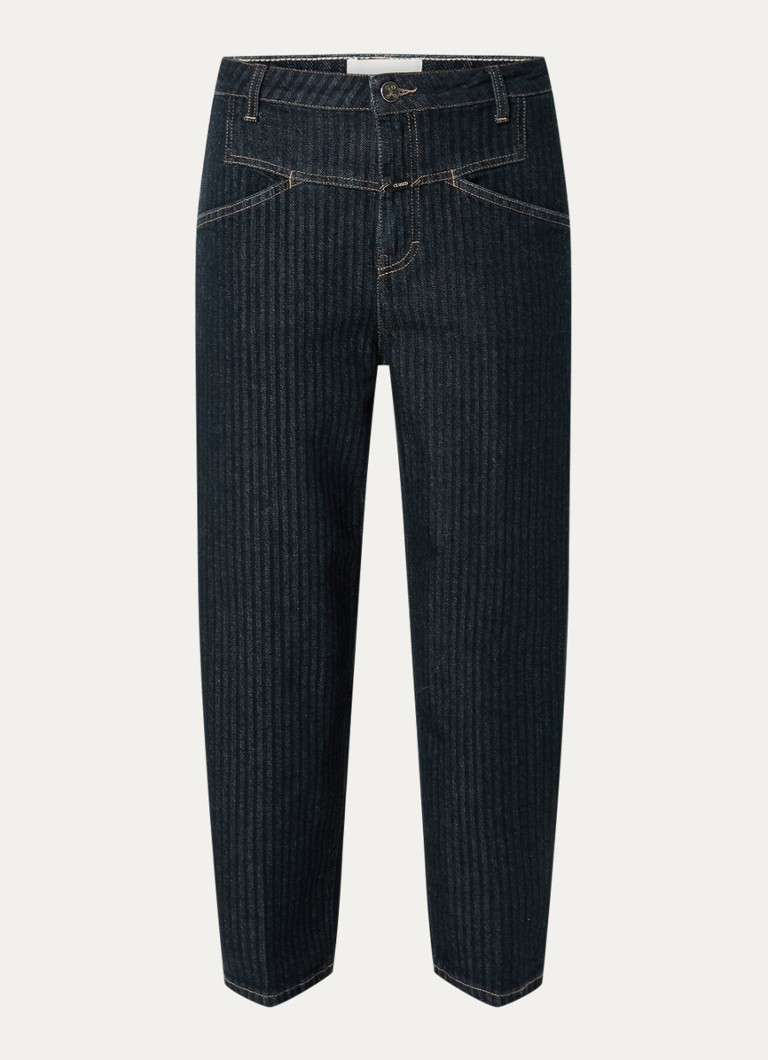 CLOSED Dames Stover-X mid waist loose fit cropped jeans met donkere wassing in de kleur Indigo