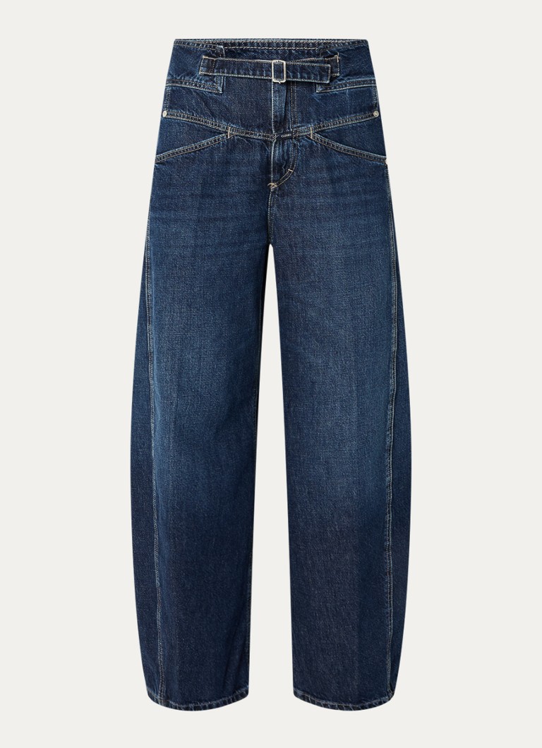 CLOSED Dames Floui-X high waist wide leg jeans met donkere wassing en ceintuur in de kleur Indigo