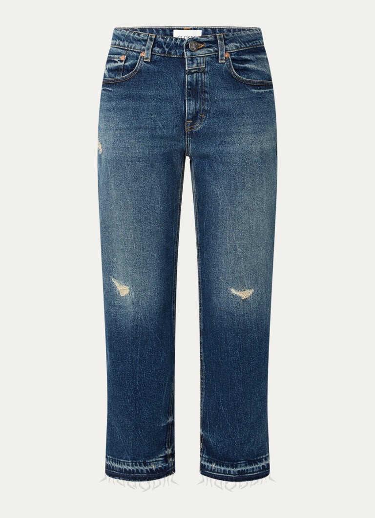 CLOSED Dames Milo mid waist straight leg cropped jeans met medium wassing in de kleur Indigo