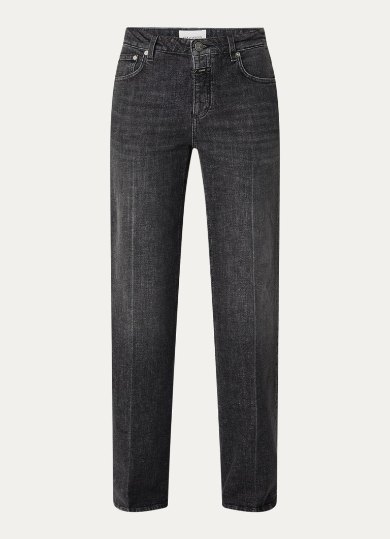 CLOSED Dames Gillan mid waist straight leg jeans met gekleurde wassing in de kleur Donkergrijs