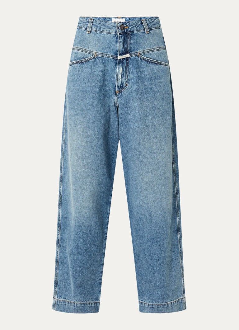 CLOSED Dames Deni-X high waist wide leg jeans met lichte wassing in de kleur Indigo