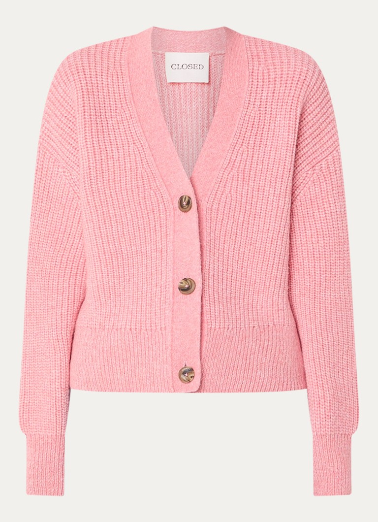 CLOSED Dames Grofgebreid vest in alpaca wolblend in de kleur Roze