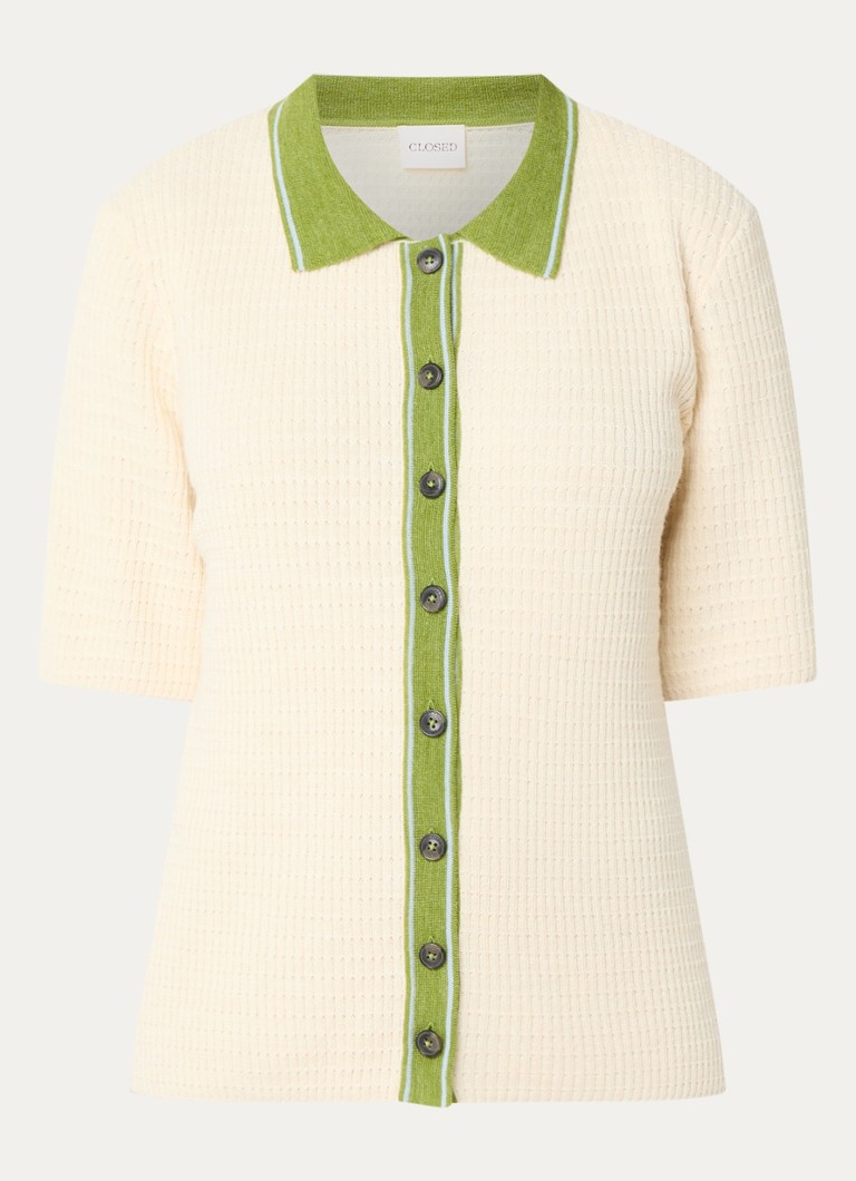 CLOSED Dames Grofgebreid vest in wolblend met kraag in de kleur Creme