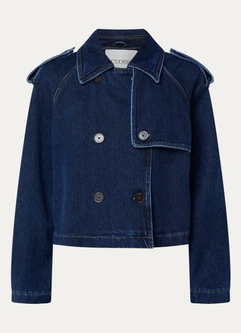 CLOSED Dames Double-breasted trenchcoat van denim in de kleur Indigo