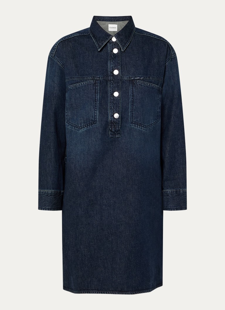 CLOSED Dames Mini denim tuniekjurk met steekzakken in de kleur Indigo