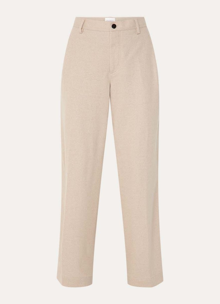 CLOSED Dames Wrenna high waist straight fit pantalon van wol met steekzakken in de kleur Beige