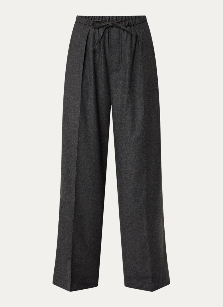 CLOSED Dames Wynston high waist wide fit pantalon in wolblend met steekzakken in de kleur Antraciet